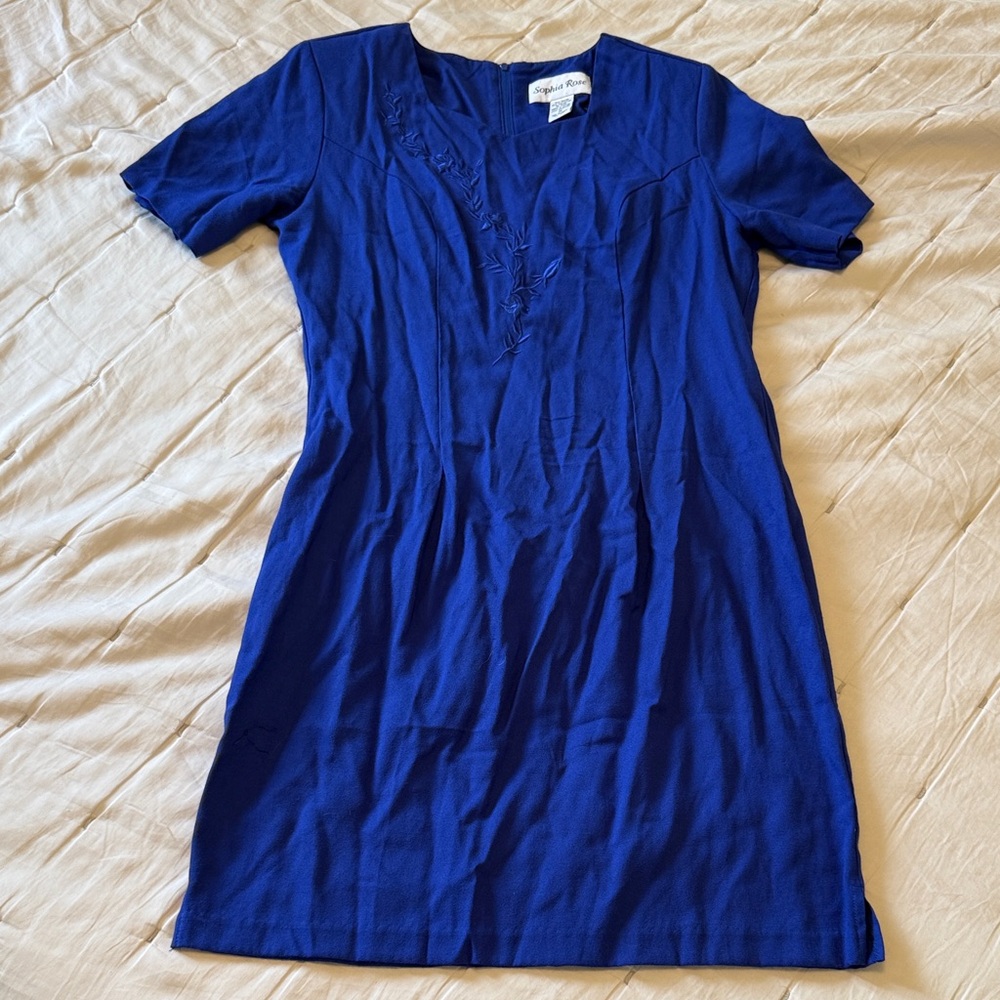 Vintage Sophia Rose Blue Short Sleeve Dress